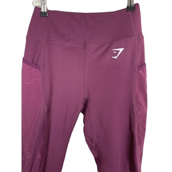 Gymshark Leggings Burgundy Side‎ Mesh Pockets - Picture 2 of 8